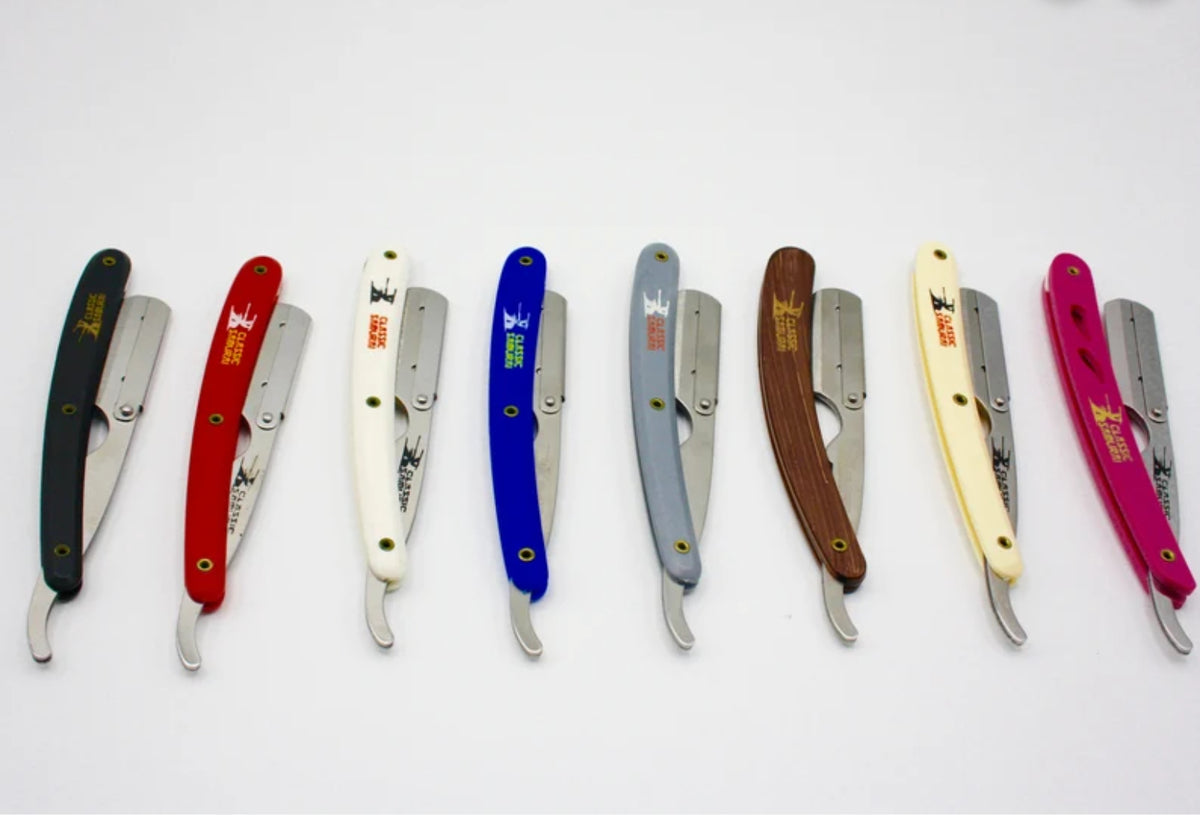 Premium Straight Edge Folding Razor – Multi-Color Handle Collection