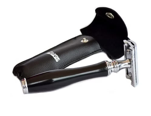 Classic Samurai Safety Razor Chrome Finish Black Handle