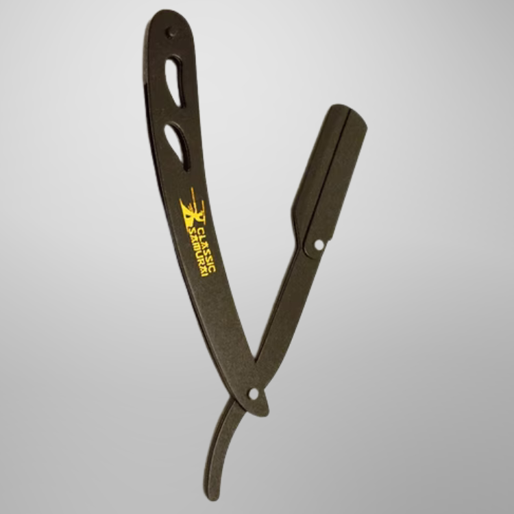 Classic Samurai Straight Edge Barber Matt Black Razor