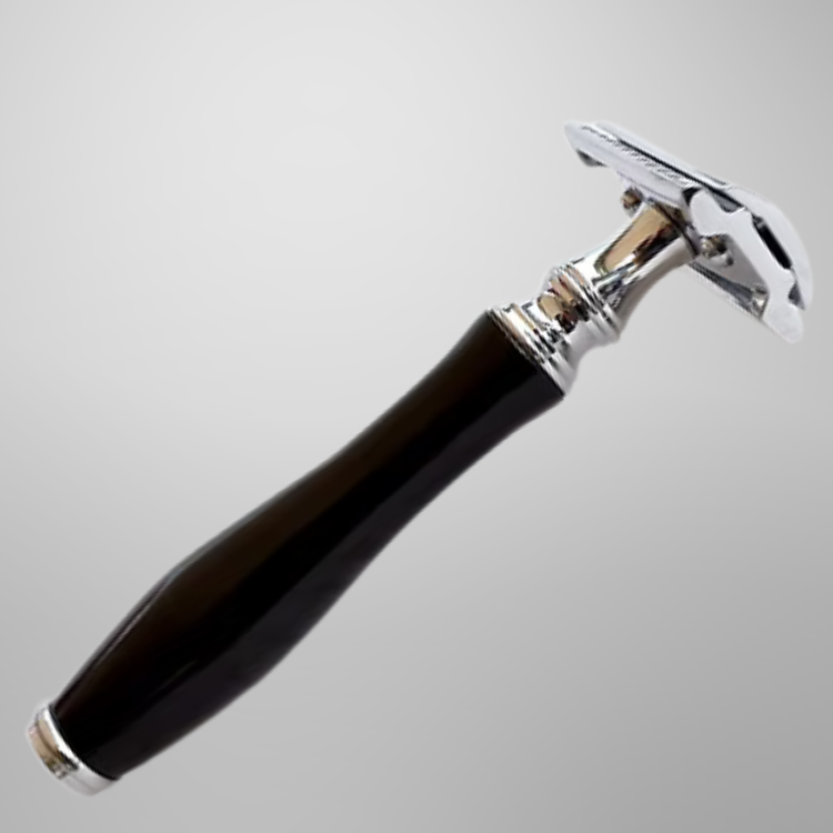 Classic Samurai Safety Razor Chrome Finish Black Handle